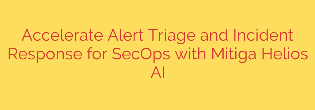 Accelerate Alert Triage and Incident Response for SecOps with Mitiga Helios AI