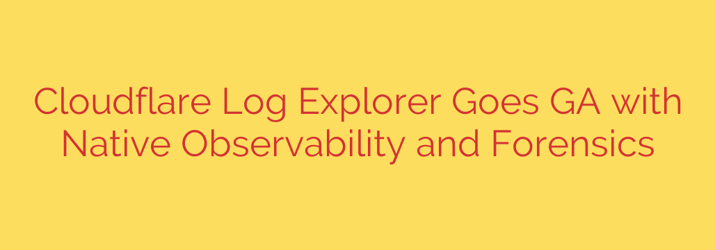 Cloudflare Log Explorer Goes GA with Native Observability and Forensics