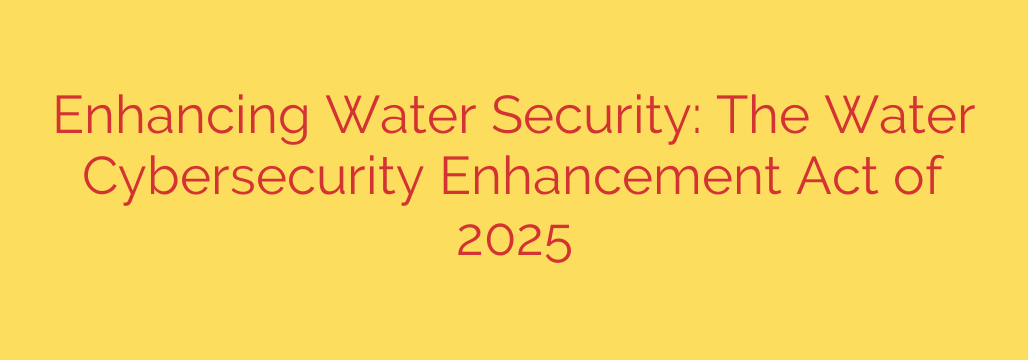 Enhancing Water Security: The Water Cybersecurity Enhancement Act of 2025