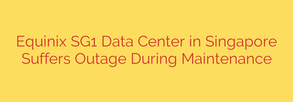 Equinix SG1 Data Center in Singapore Suffers Outage During Maintenance