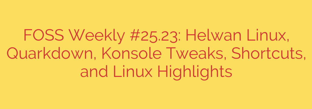 FOSS Weekly #25.23: Helwan Linux, Quarkdown, Konsole Tweaks, Shortcuts, and Linux Highlights