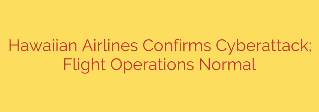 Hawaiian Airlines Confirms Cyberattack; Flight Operations Normal