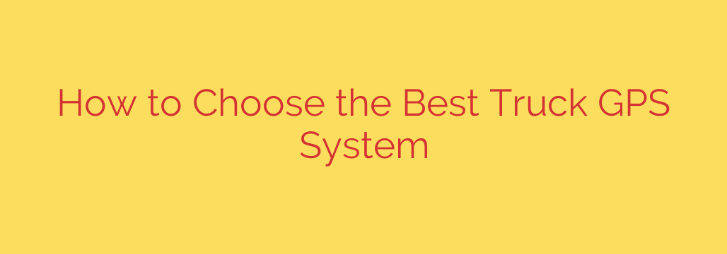 How to Choose the Best Truck GPS System