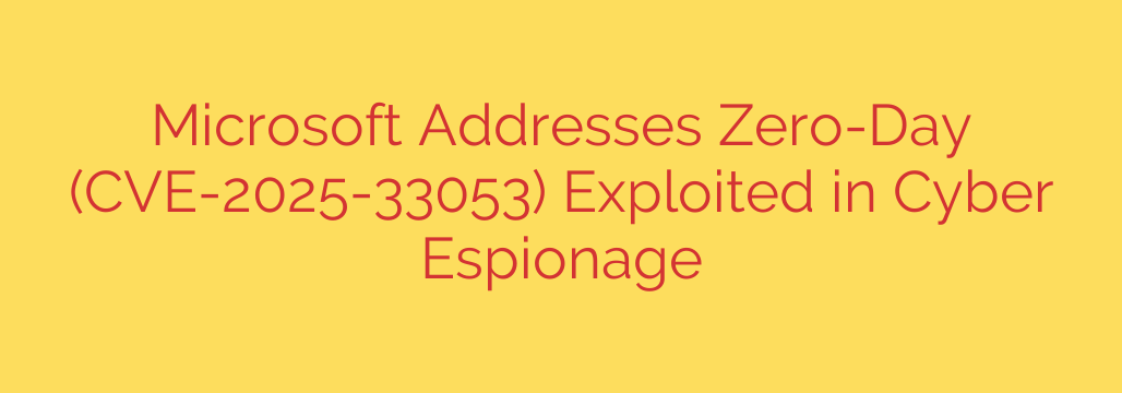 Microsoft Addresses Zero-Day (CVE-2025-33053) Exploited in Cyber Espionage