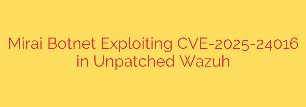 Mirai Botnet Exploiting CVE-2025-24016 in Unpatched Wazuh