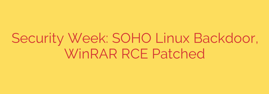 Security Week: SOHO Linux Backdoor, WinRAR RCE Patched