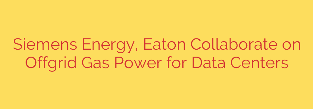 Siemens Energy, Eaton Collaborate on Offgrid Gas Power for Data Centers