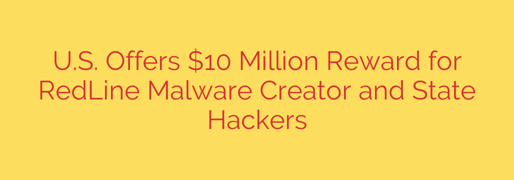 U.S. Offers $10 Million Reward for RedLine Malware Creator and State Hackers
