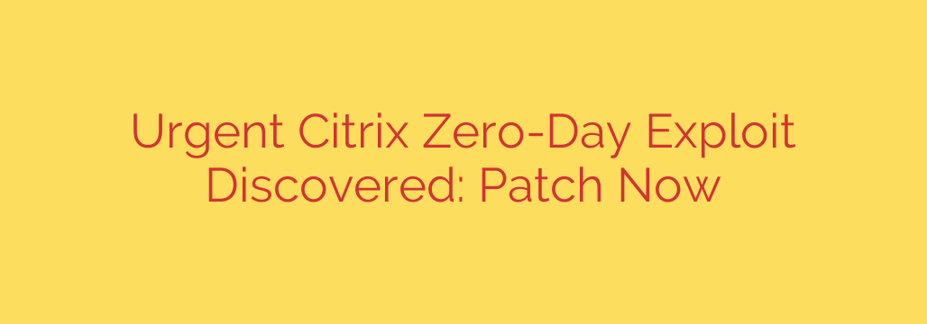 Urgent Citrix Zero-Day Exploit Discovered: Patch Now
