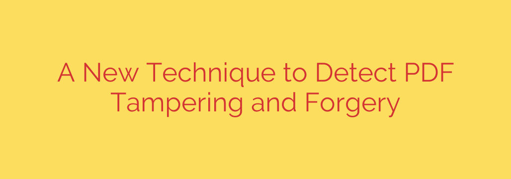 A New Technique to Detect PDF Tampering and Forgery