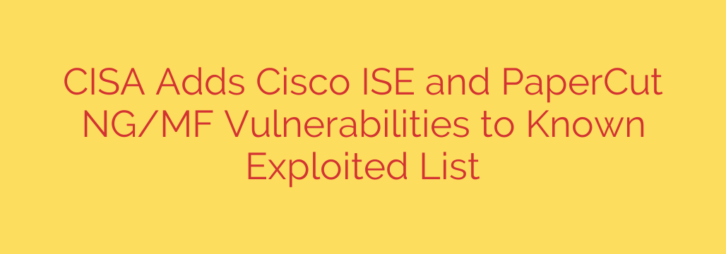 CISA Adds Cisco ISE and PaperCut NG/MF Vulnerabilities to Known Exploited List