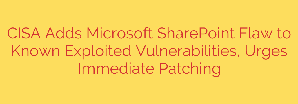 CISA Adds Microsoft SharePoint Flaw to Known Exploited Vulnerabilities, Urges Immediate Patching