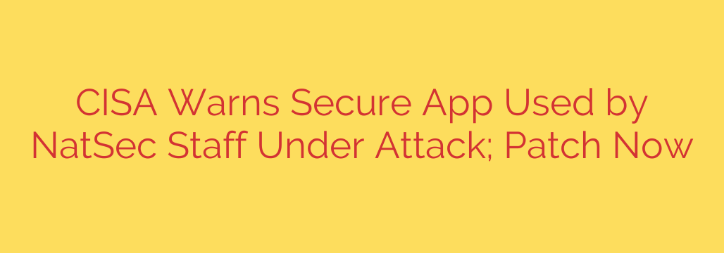 CISA Warns Secure App Used by NatSec Staff Under Attack; Patch Now