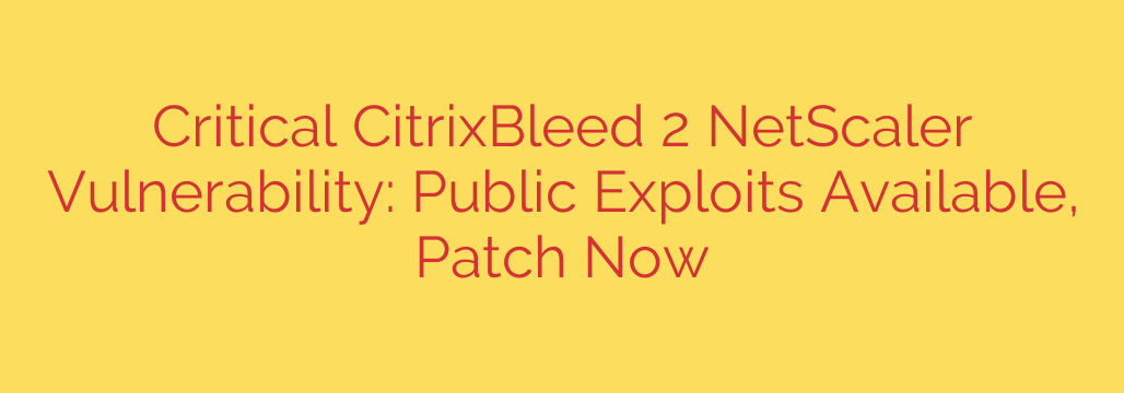 Critical CitrixBleed 2 NetScaler Vulnerability: Public Exploits Available, Patch Now