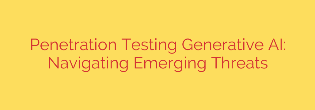 Penetration Testing Generative AI: Navigating Emerging Threats