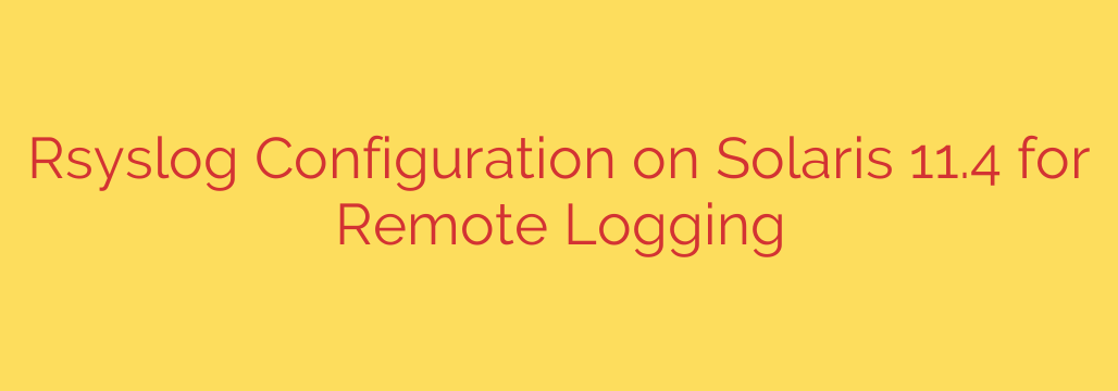 Rsyslog Configuration on Solaris 11.4 for Remote Logging