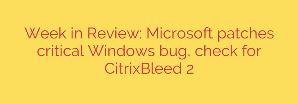 Week in Review: Microsoft patches critical Windows bug, check for CitrixBleed 2