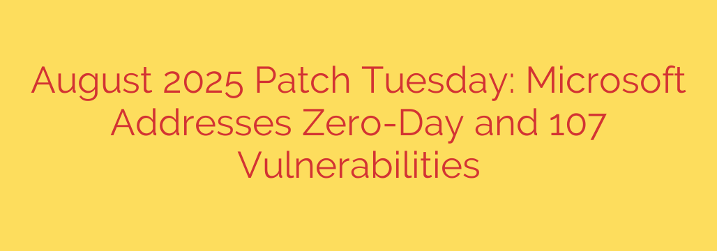 August 2025 Patch Tuesday: Microsoft Addresses Zero-Day and 107 Vulnerabilities