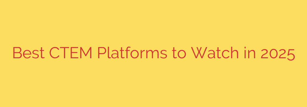 Best CTEM Platforms to Watch in 2025