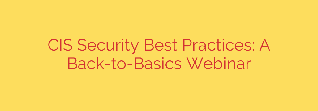 CIS Security Best Practices: A Back-to-Basics Webinar
