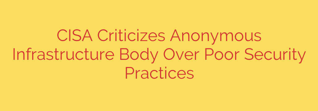 CISA Criticizes Anonymous Infrastructure Body Over Poor Security Practices