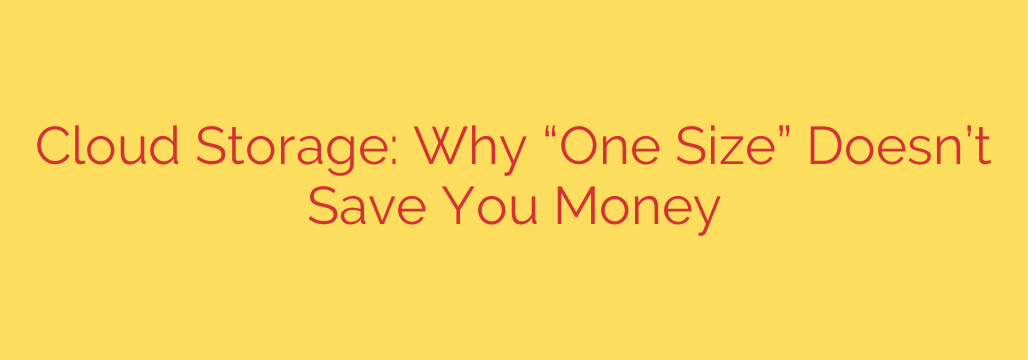 Cloud Storage: Why “One Size” Doesn’t Save You Money