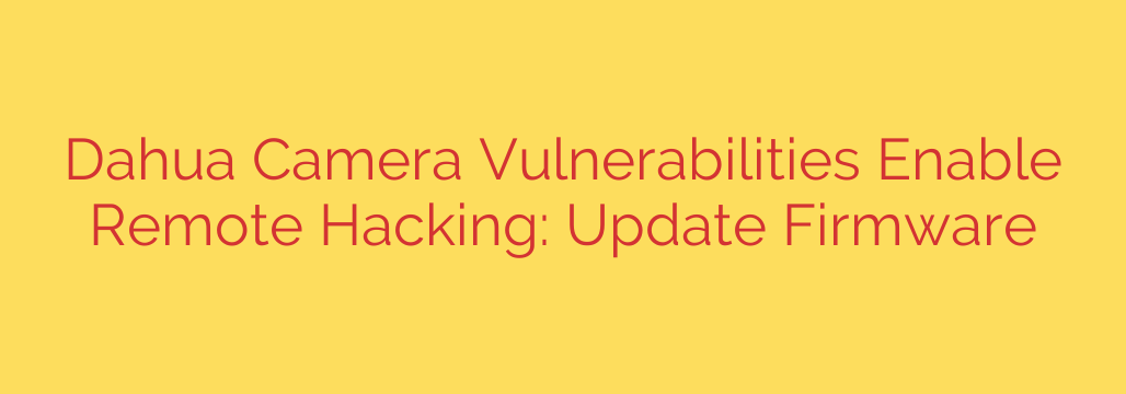 Dahua Camera Vulnerabilities Enable Remote Hacking: Update Firmware