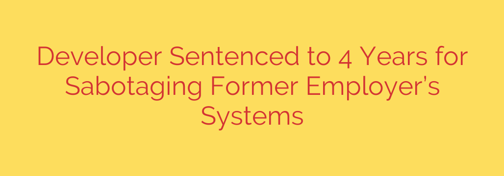 Developer Sentenced to 4 Years for Sabotaging Former Employer’s Systems