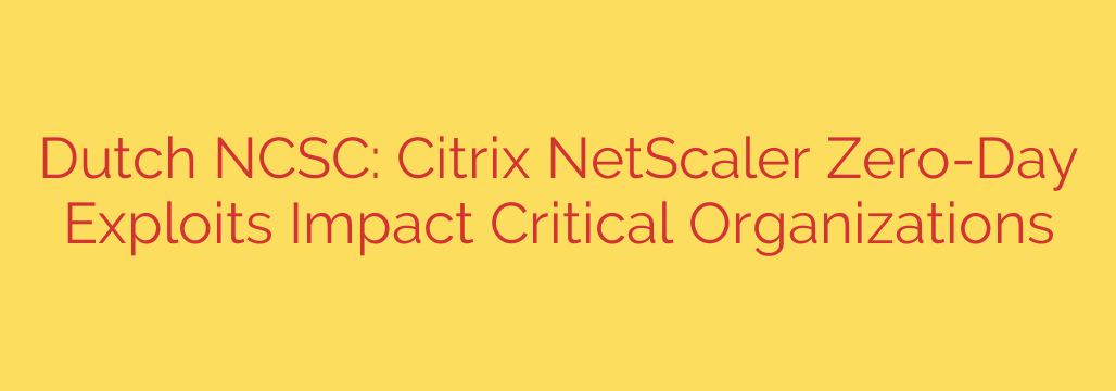 Dutch NCSC: Citrix NetScaler Zero-Day Exploits Impact Critical Organizations