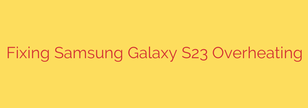 Fixing Samsung Galaxy S23 Overheating