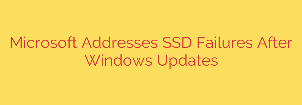 Microsoft Addresses SSD Failures After Windows Updates
