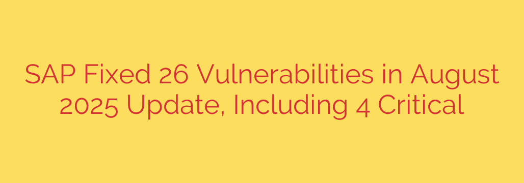 SAP Fixed 26 Vulnerabilities in August 2025 Update, Including 4 Critical