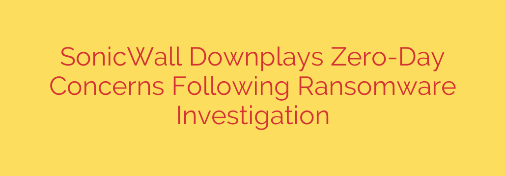 SonicWall Downplays Zero-Day Concerns Following Ransomware Investigation