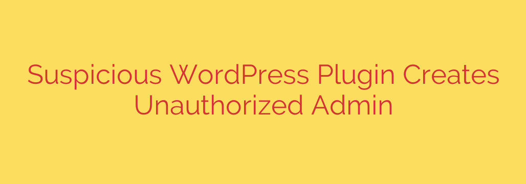 Suspicious WordPress Plugin Creates Unauthorized Admin