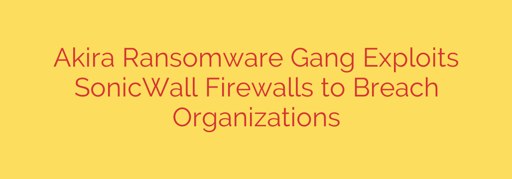 Akira Ransomware Gang Exploits SonicWall Firewalls to Breach Organizations