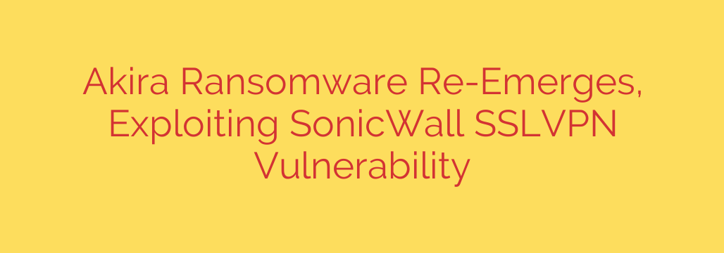 Akira Ransomware Re-Emerges, Exploiting SonicWall SSLVPN Vulnerability