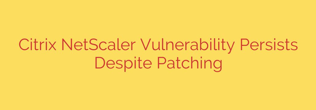 Citrix NetScaler Vulnerability Persists Despite Patching