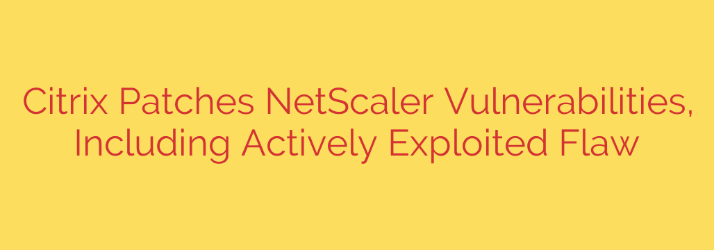 Citrix Patches NetScaler Vulnerabilities, Including Actively Exploited Flaw