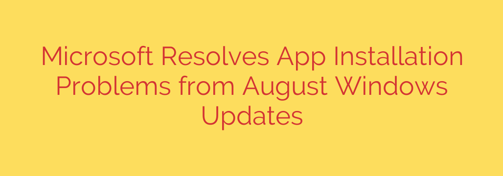Microsoft Resolves App Installation Problems from August Windows Updates