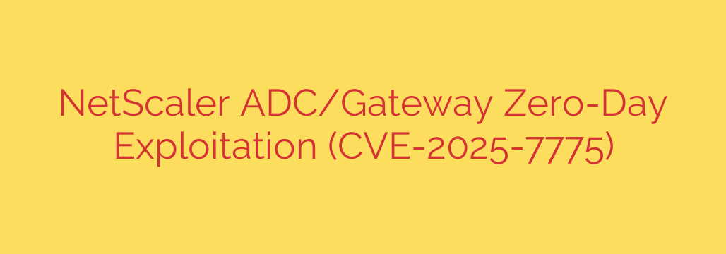 NetScaler ADC/Gateway Zero-Day Exploitation (CVE-2025-7775)