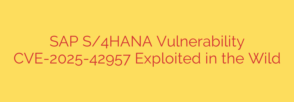 SAP S/4HANA Vulnerability CVE-2025-42957 Exploited in the Wild
