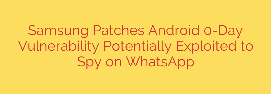 Samsung Patches Android 0-Day Vulnerability Potentially Exploited to Spy on WhatsApp