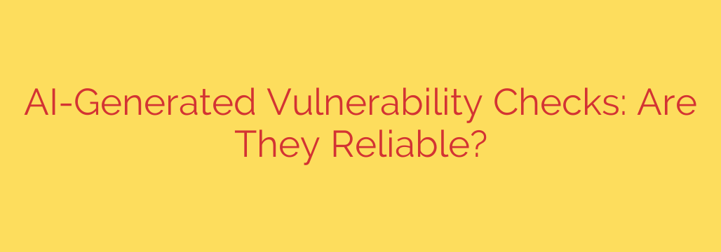 AI-Generated Vulnerability Checks: Are They Reliable?