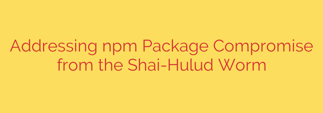 Addressing npm Package Compromise from the Shai-Hulud Worm
