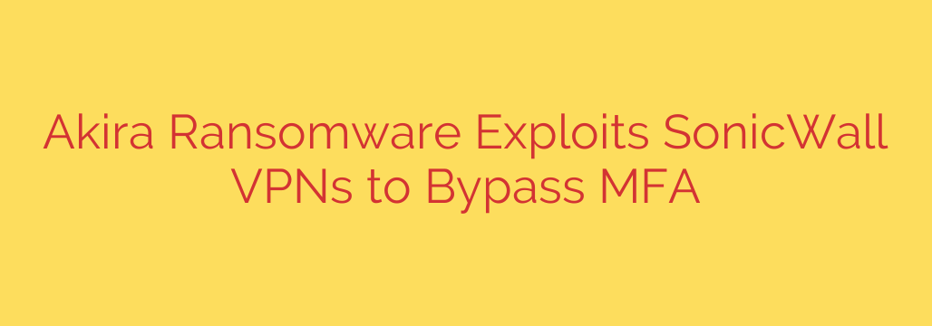 Akira Ransomware Exploits SonicWall VPNs to Bypass MFA