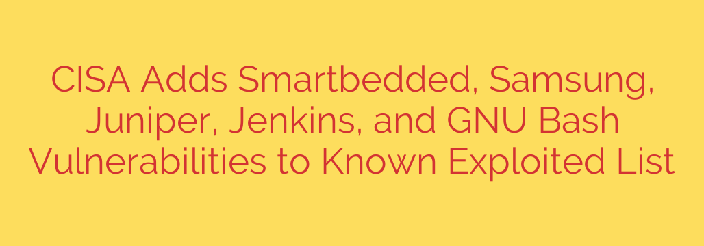 CISA Adds Smartbedded, Samsung, Juniper, Jenkins, and GNU Bash Vulnerabilities to Known Exploited List