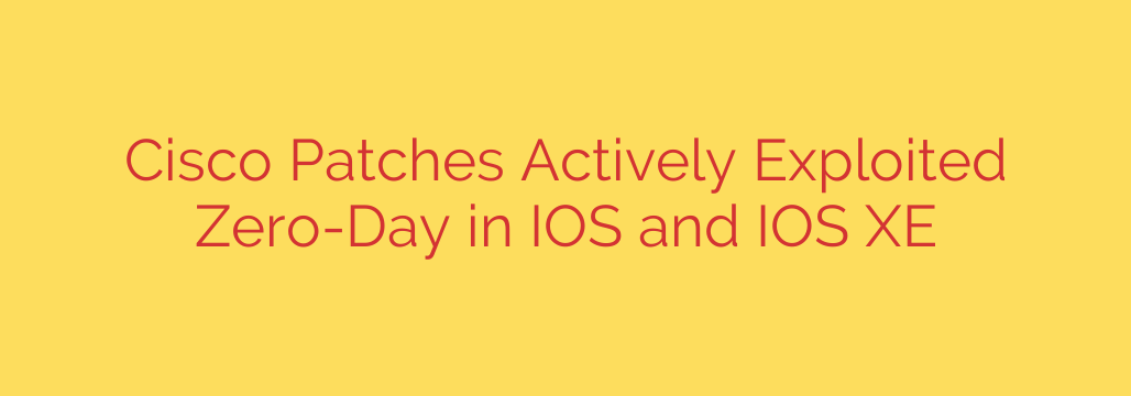 Cisco Patches Actively Exploited Zero-Day in IOS and IOS XE