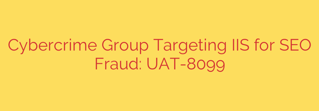 Cybercrime Group Targeting IIS for SEO Fraud: UAT-8099