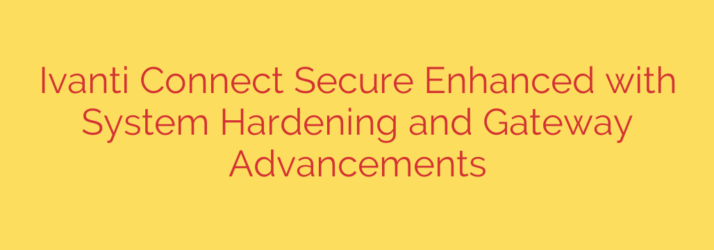 Ivanti Connect Secure Enhanced with System Hardening and Gateway Advancements