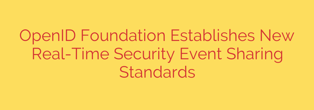OpenID Foundation Establishes New Real-Time Security Event Sharing Standards